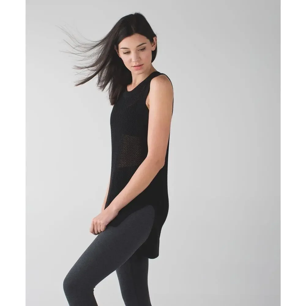 Lululemon Simply The Vest Black Open Knit Oversized Pullover
